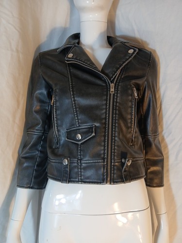 Zara black faux leather jacket - black,