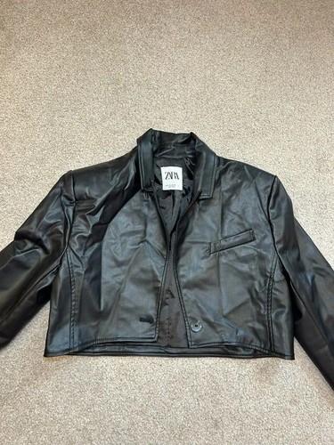 Uk10 black faux leather
