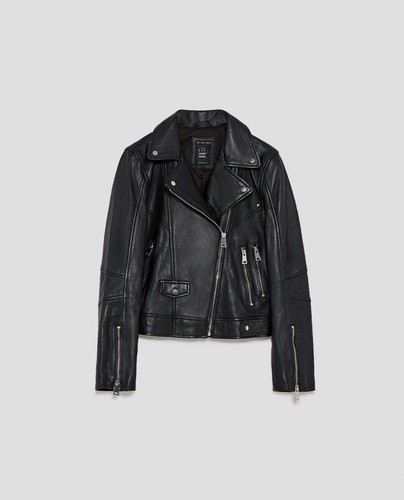 Zara leather biker jacket - leather,