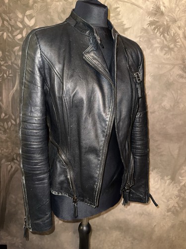 Zara womans black biker real - zara,