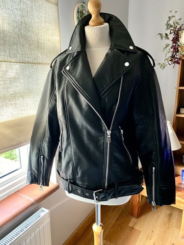 Zara black oversized faux - zara,
