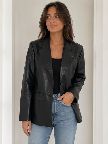 Zara ladies black leather look - zara,
