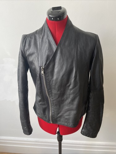 Zara basic black leather biker - zara,