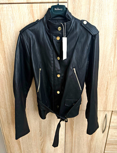 Zara black faux leather biker